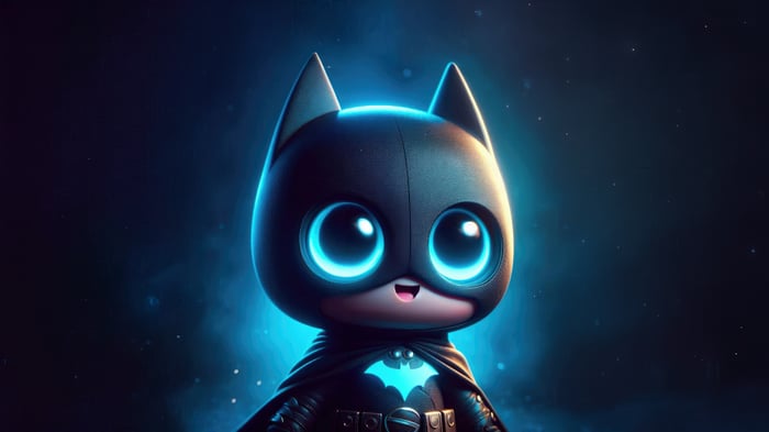 Cute Batman Character with Glowing Eyes