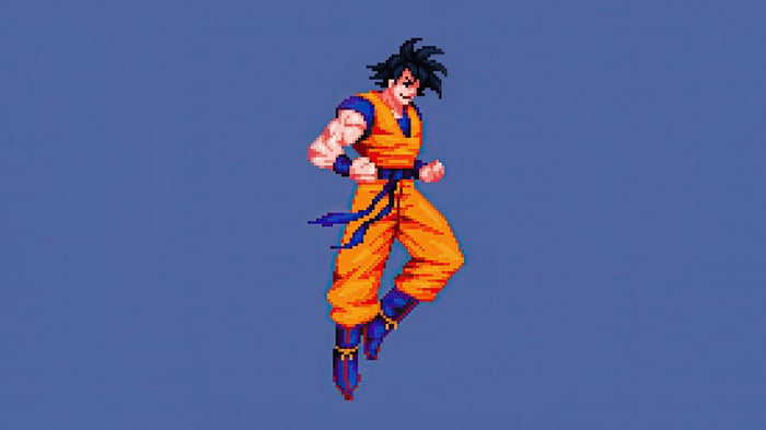 Goku in 8-bit pixel art style