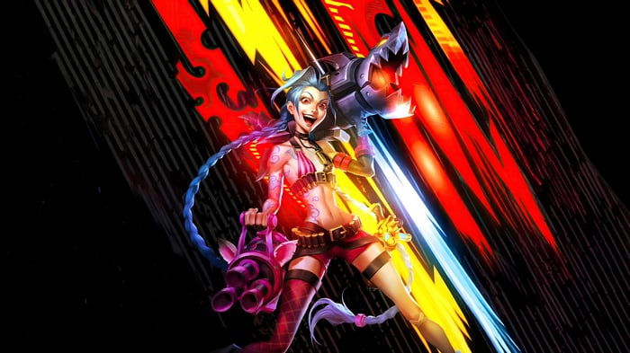 Jinx from League of Legends with her weapon