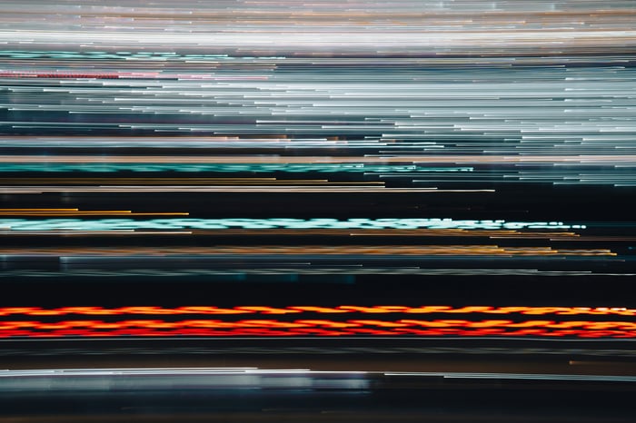 Abstract light streaks from street lights