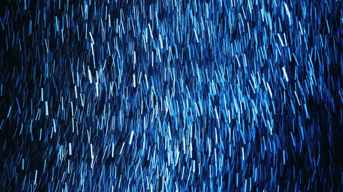 Abstract blue streaks of light