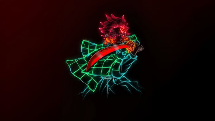 Tanjiro Kamado with a glowing red sword