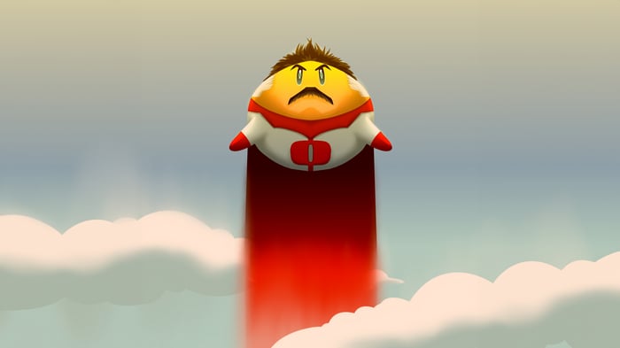 Fall Guys Omni-Man Flying Through Clouds