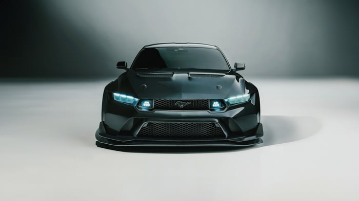 Black Ford Mustang Front View