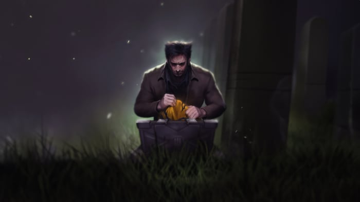 Wolverine Kneeling at a Gravestone