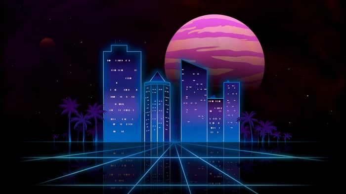 Outrun City with a large planet