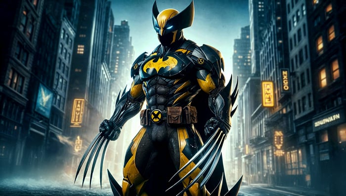 Wolverine Batman Hybrid in Gotham City