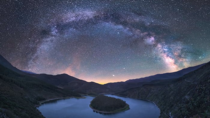 Milky Way Over a Mountain Lake