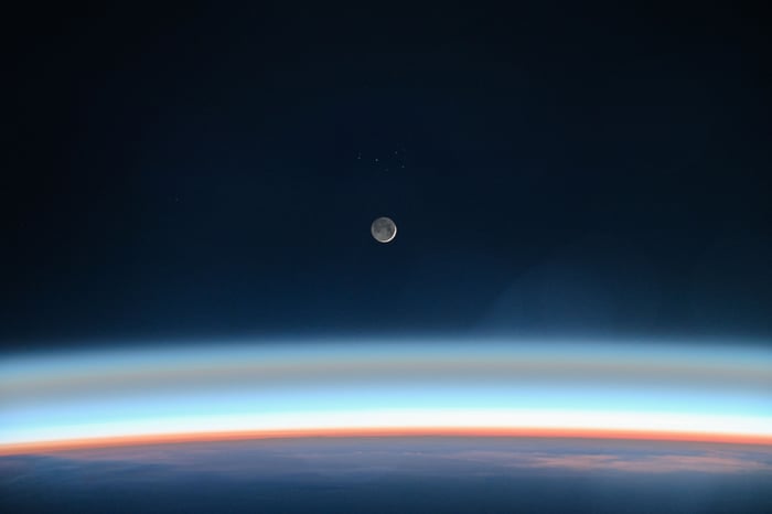 Moon and Earth's Atmosphere from Space
