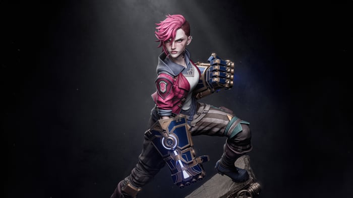 Vi from Arcane with mechanical gauntlets
