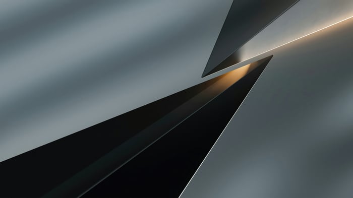 Abstract metallic shapes with light and shadow
