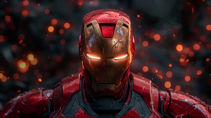 Iron Man in red and gold armor