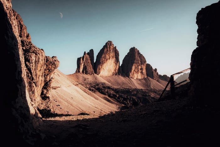 Tre Cime di Lavaredo mountains under a clear sky
