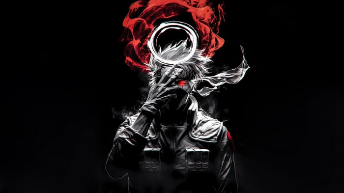 Itachi Uchiha with red smoke and halo