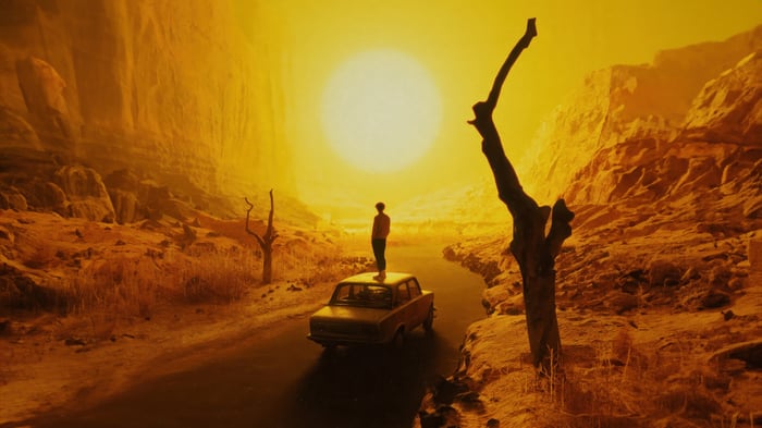 Lone Traveler in Sun Scorched Canyons