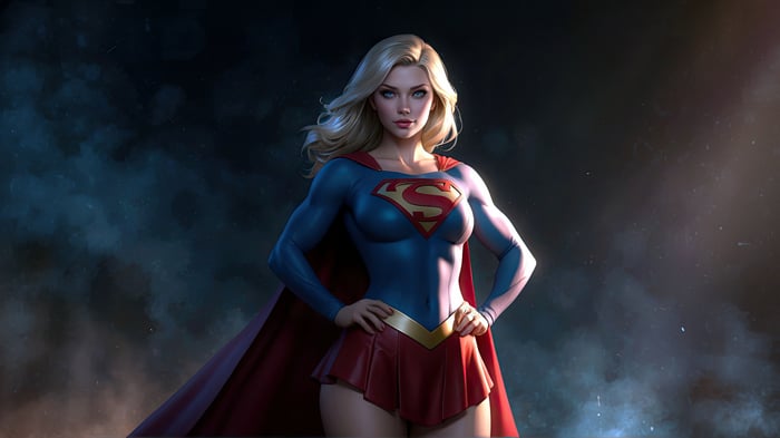 Supergirl in her iconic costume