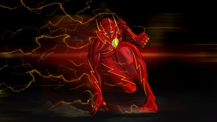 The Flash running with lightning effects