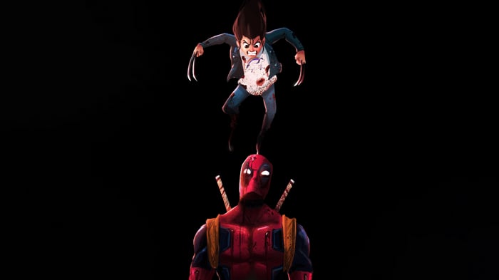 Deadpool and X-23 in animated style