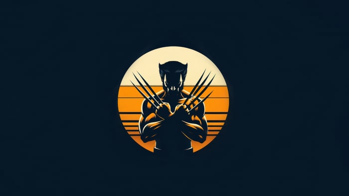 Wolverine with Claws in Front of Sunset