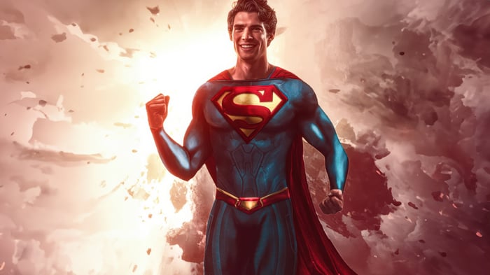 Superman in a dramatic sky