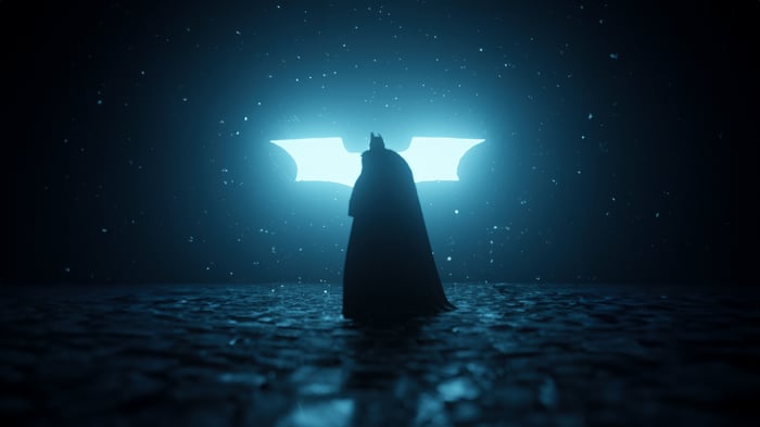 Batman Silhouette Against The Bat-Signal