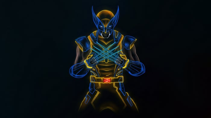 Wolverine with Neon Blue and Yellow Outline