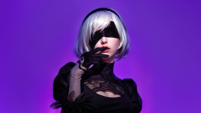 2B from NieR: Automata with blindfold