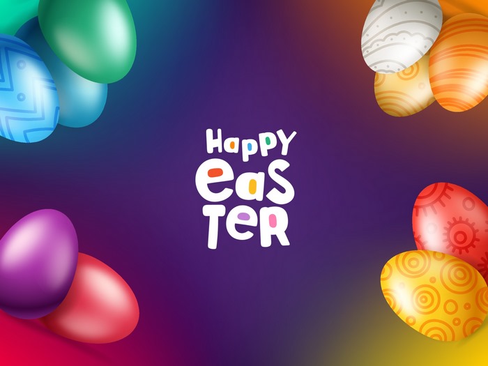 Happy Easter Colorful Decorative Eggs