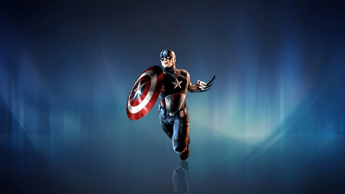 Captain America Running with Shield