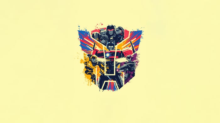 Transformers Autobots and Decepticons in stylized art