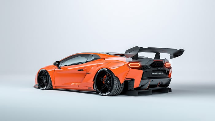 Orange Lamborghini with Widebody Kit