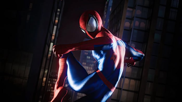 Spider-Man in a city at night