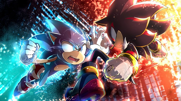 Sonic the Hedgehog and Shadow the Hedgehog clash