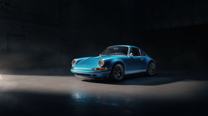 Blue Porsche 911 in a Dark Studio