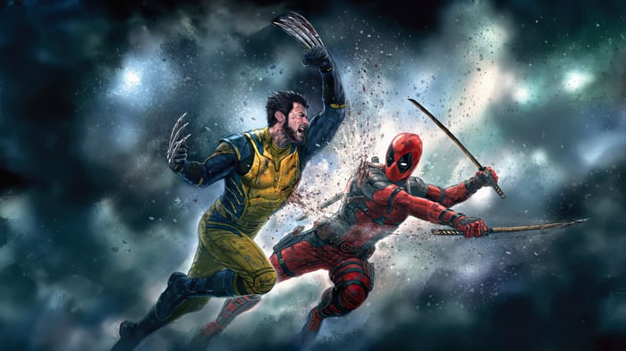 Deadpool and Wolverine fighting
