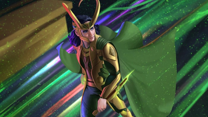 Loki in Golden Armor with Green Cape
