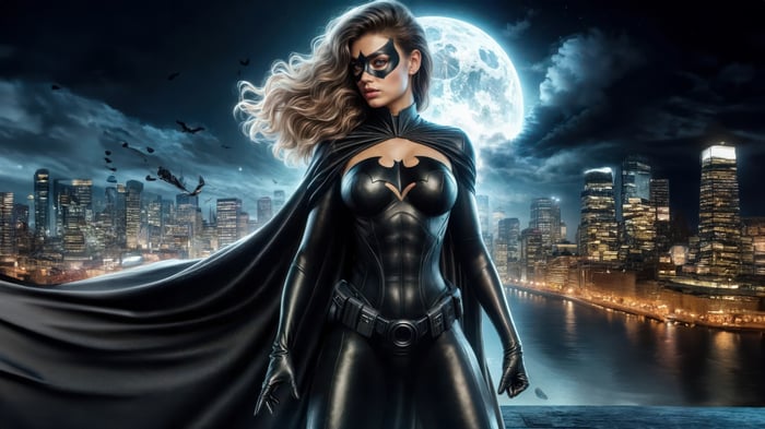 Batgirl in Gotham City at Night