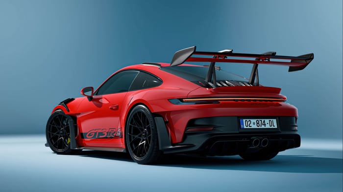 Red Porsche 911 GT3 RS rear view