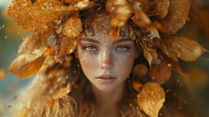 Elf Princess with Autumn Leaves Crown