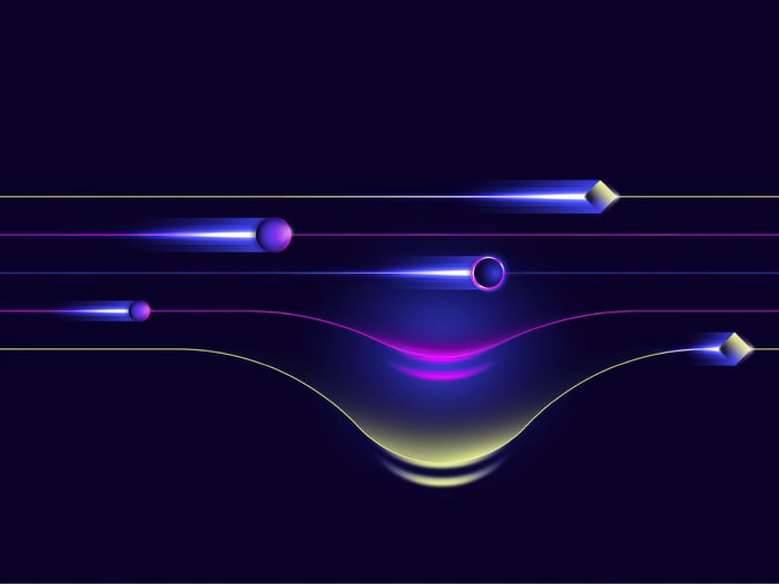 Abstract Flowing Objects with Neon Lines