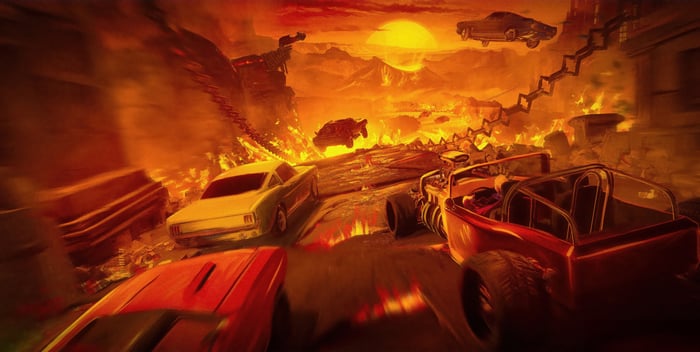 Metallica Fortnite in a fiery wasteland