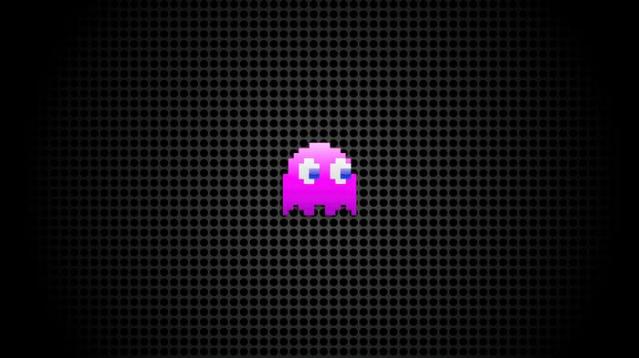 Pink Pac-Man Ghost on a dark background