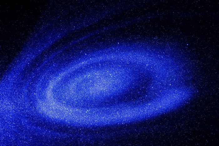 Blue Galaxy Swirl with Stars