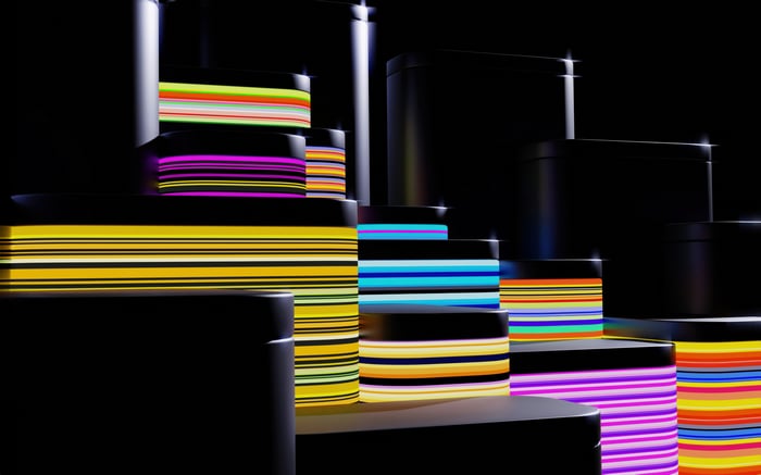 Black Cylinders with Colorful Stripes