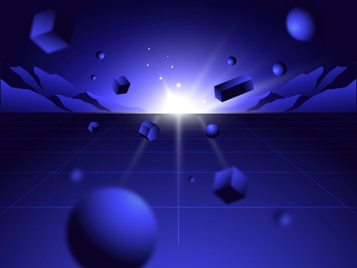Retro Blue Zones Abstract Geometric Landscape