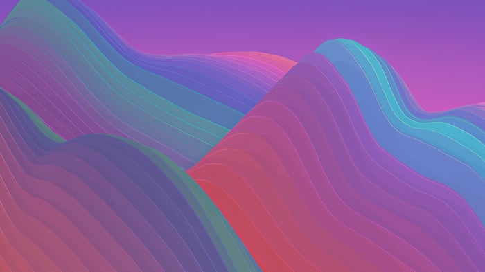 Colorful wavy lines forming abstract landscape
