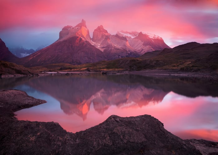 Torres del Paine National Park at sunrise