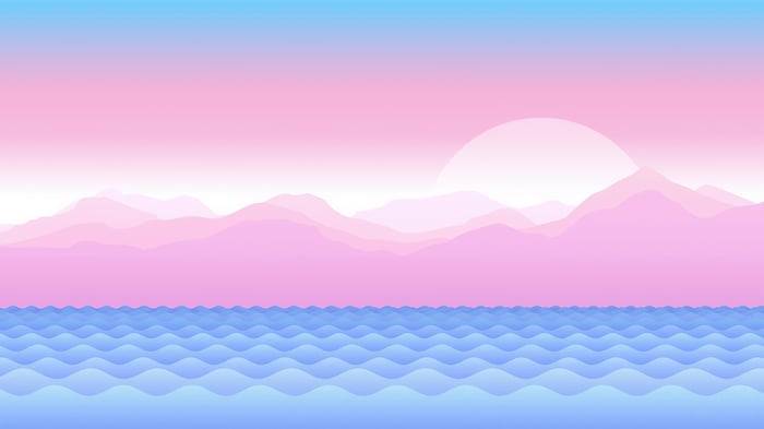Minimalist abstract landscape with mountains and ocean