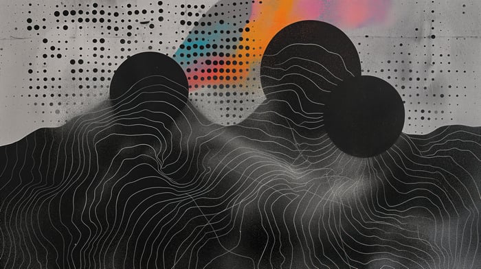 Abstract circles and dots with topographic lines