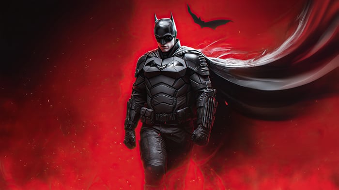 Batman in a red smoky environment